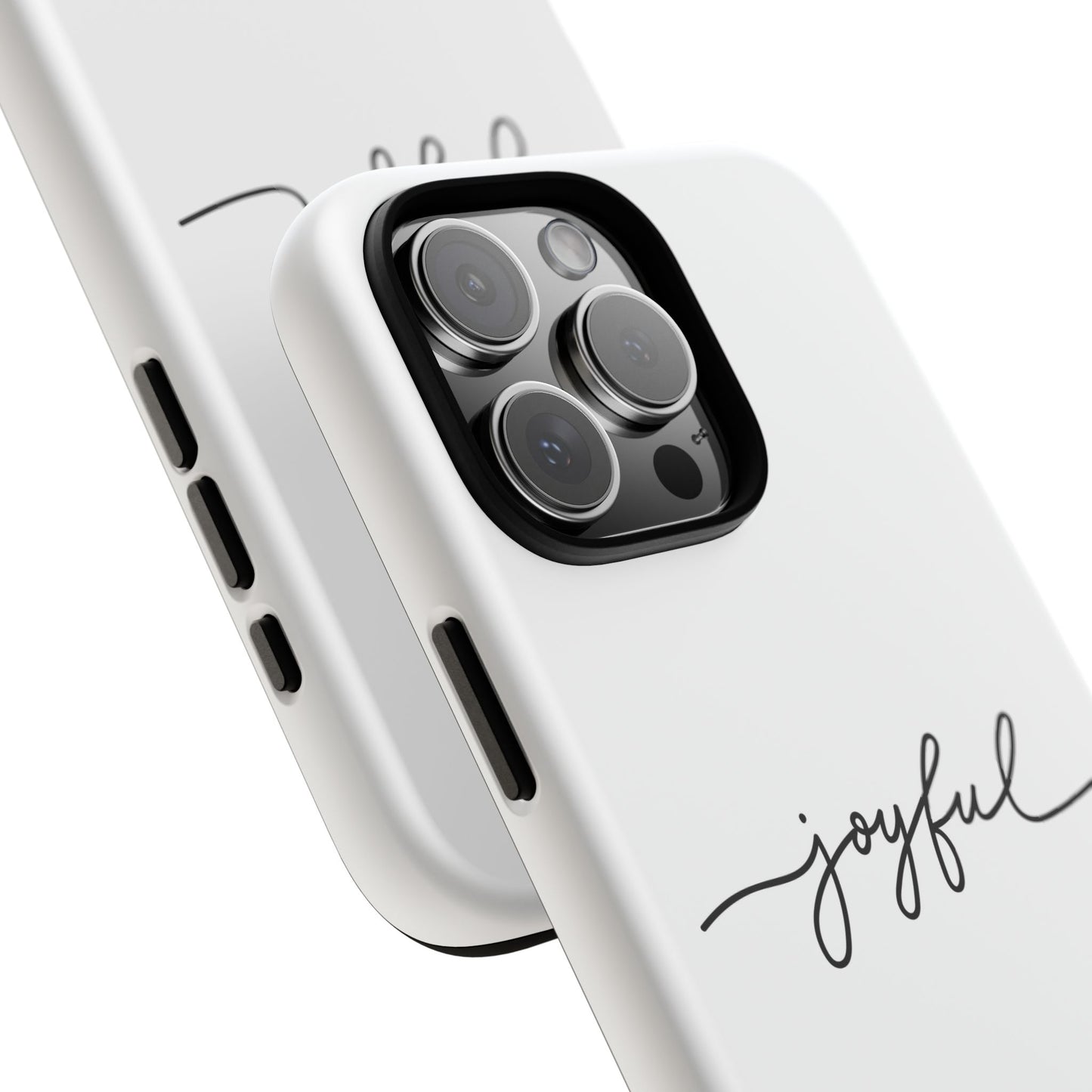 Joyful Script Tough Phone Case – Minimal White Protective Case