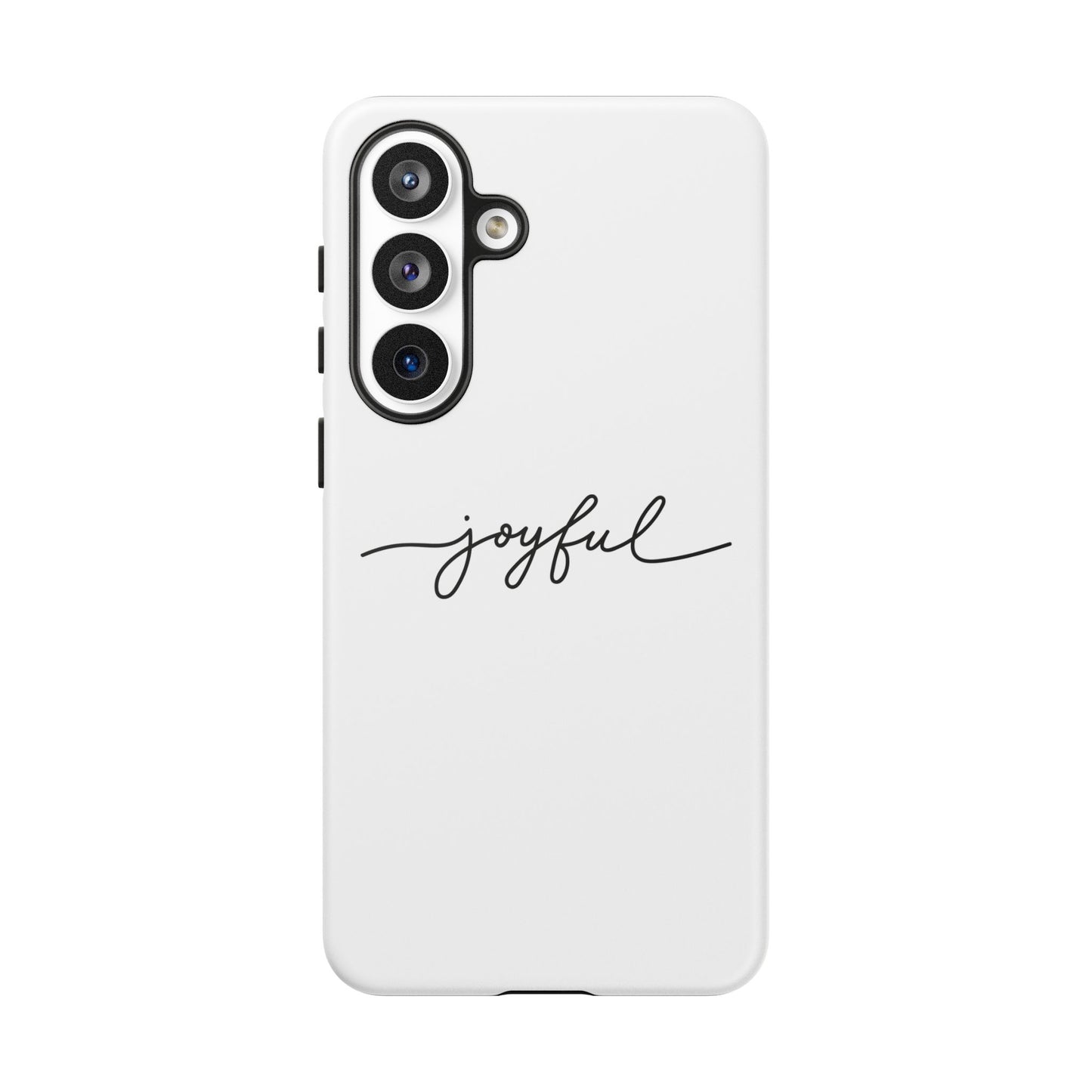 Joyful Script Tough Phone Case – Minimal White Protective Case