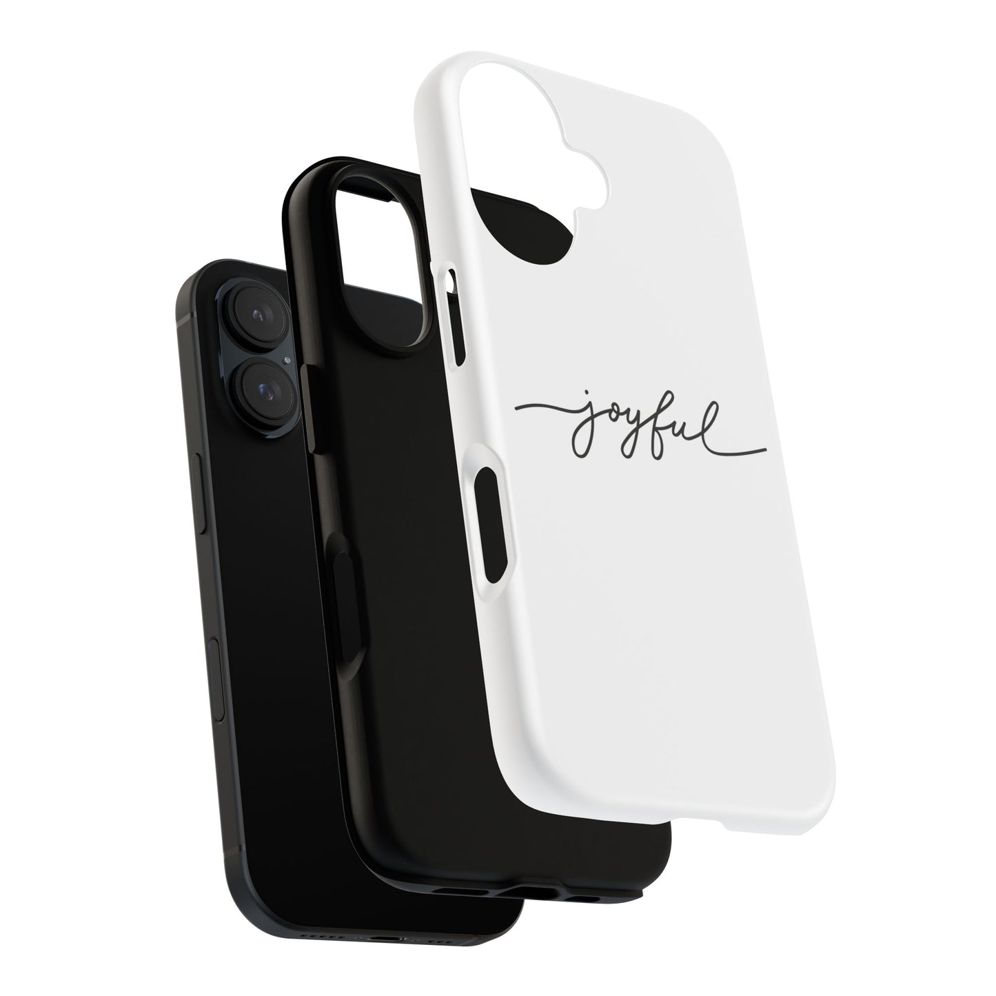 Joyful Script Tough Phone Case – Minimal White Protective Case